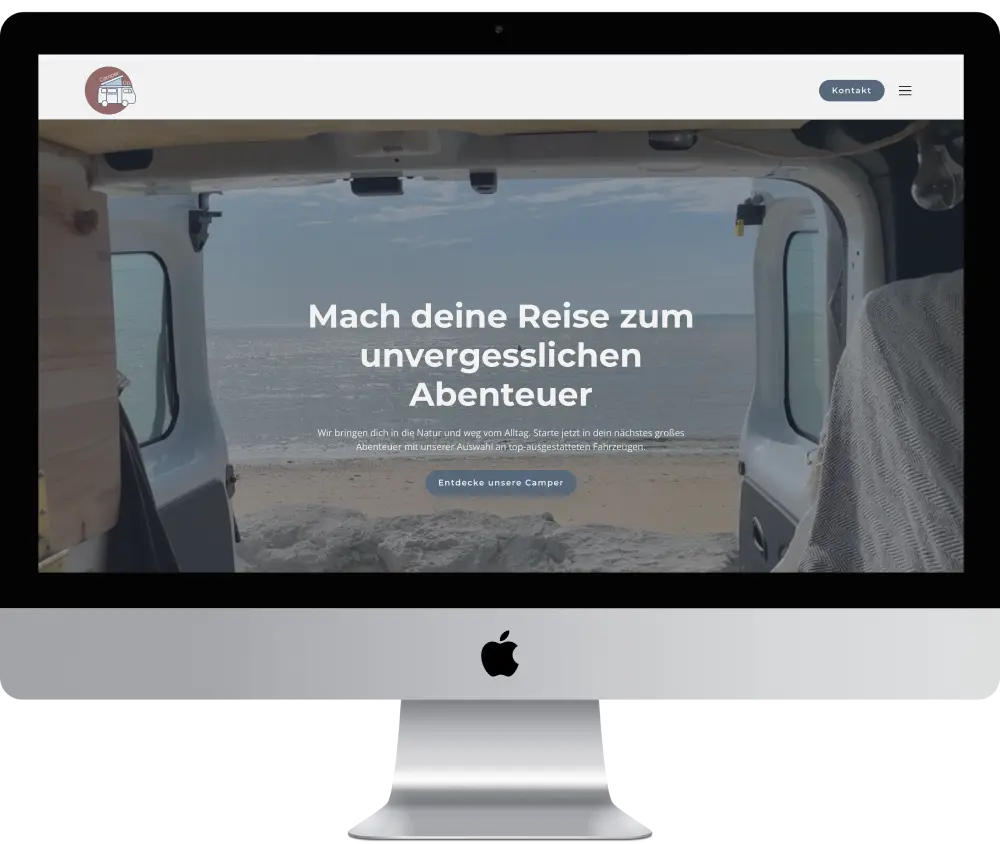 Mock-Up eines Website-Templates für Wohnmobilvermieter