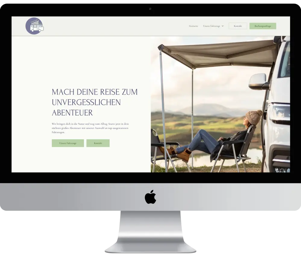 Mock-Up eines Website-Templates für Wohnmobilvermieter