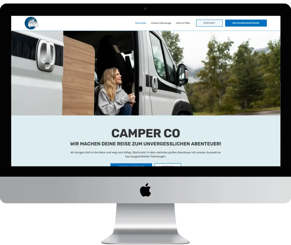 Mock-Up eines Website-Templates für Wohnmobilvermieter