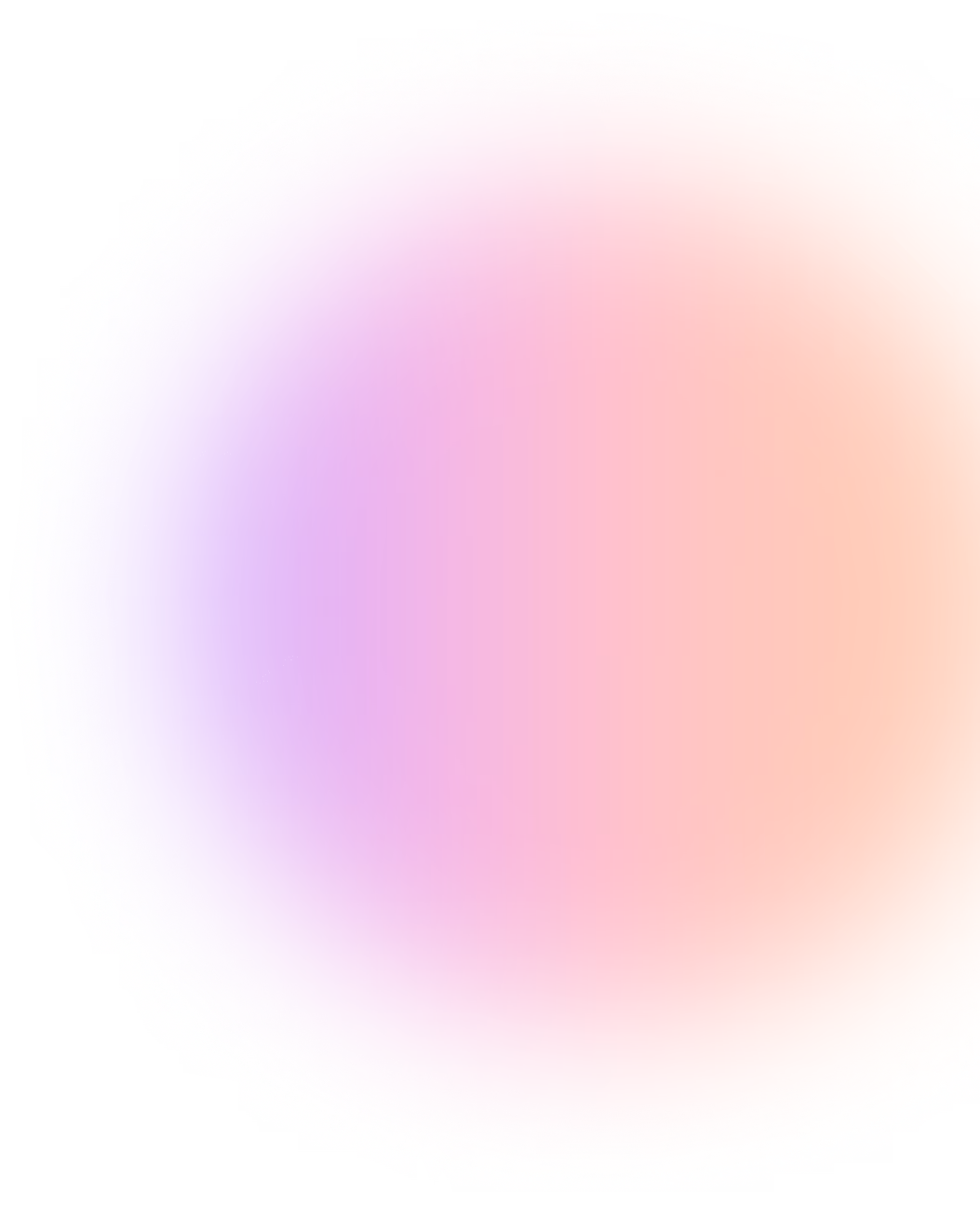 Dégradé circulaire de couleurs passant du violet à l'orange avec un contour flou et lumineux.