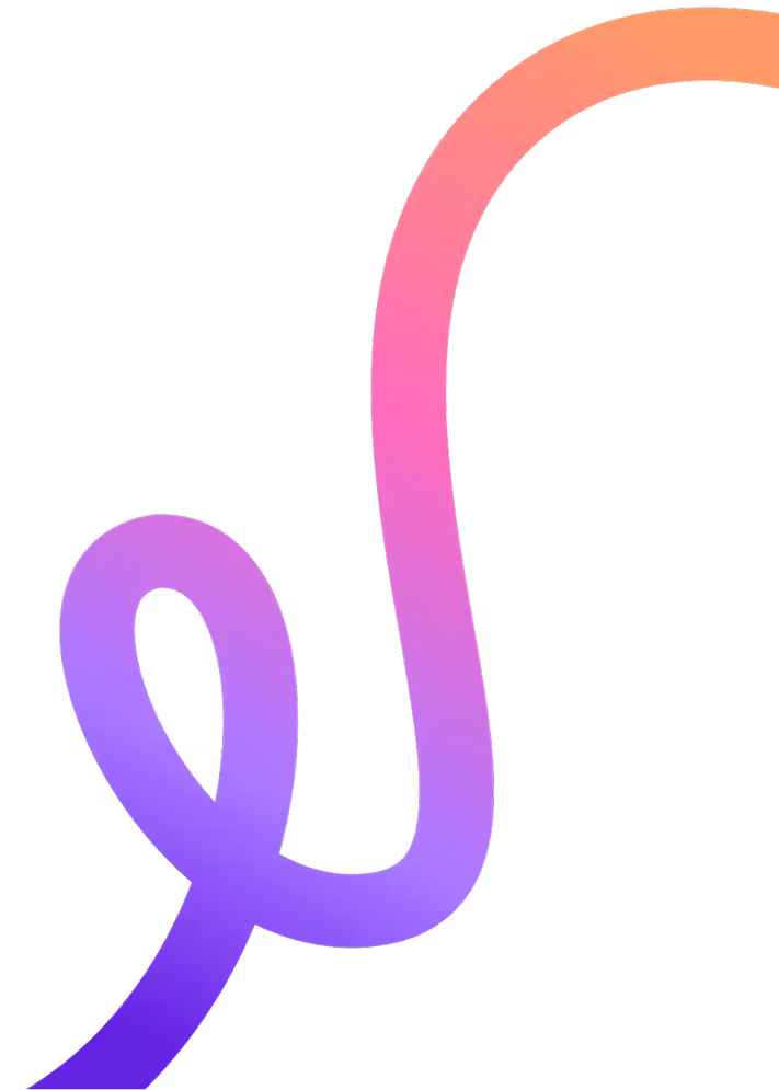 Courbe fluide dégradée du violet au rose avec un fond transparent.