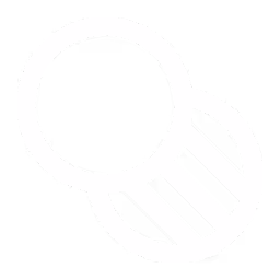 Icône blanche d'une loupe sur fond transparent.