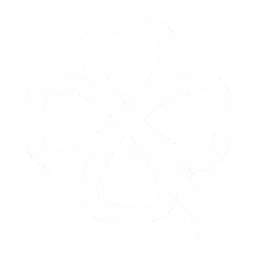 Icône d'un trèfle à quatre feuilles blanc sur fond transparent.