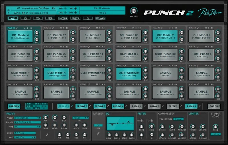 Rob Papen Punch 2 drum synthesizer interface