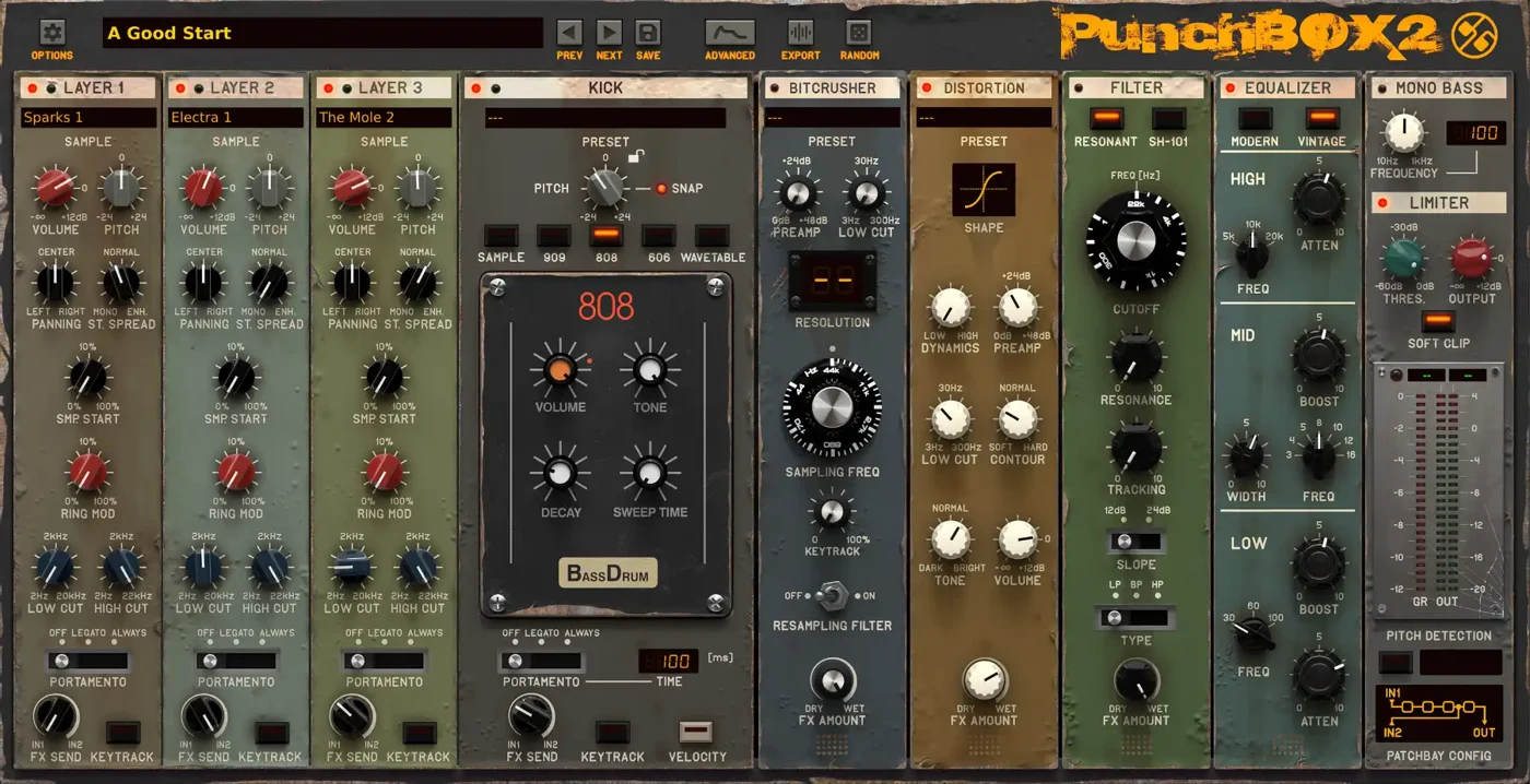 D16 Group PunchBox 2 drum synthesizer interface