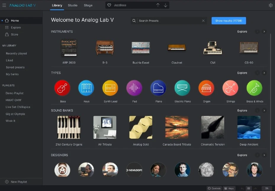 Arturia Analog Lab Pro preset browser interface