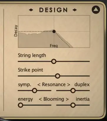 Pianoteq 9 Design panel detail with physical-model parameters
