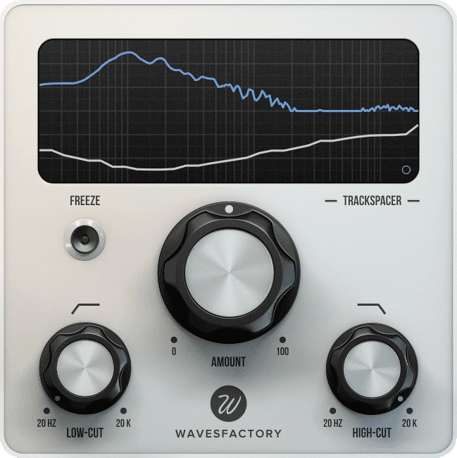 Wavesfactory Trackspacer interface with spectrum display, Amount, Low-Cut and High-Cut controls