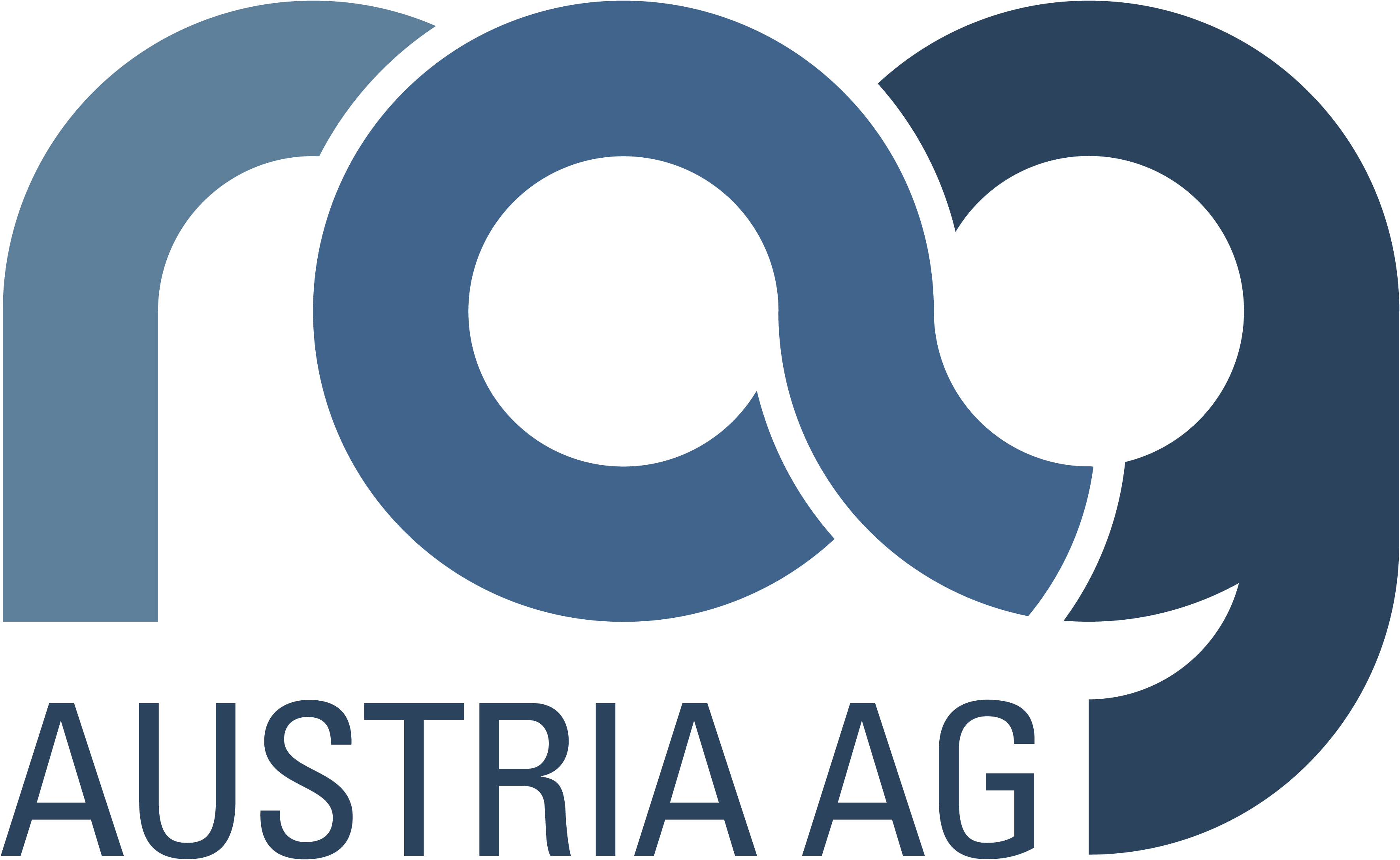 Logo von rag Austria AG mit stilisierten Buchstaben rag in verschiedenen Blautönen über dem Schriftzug Austria AG.