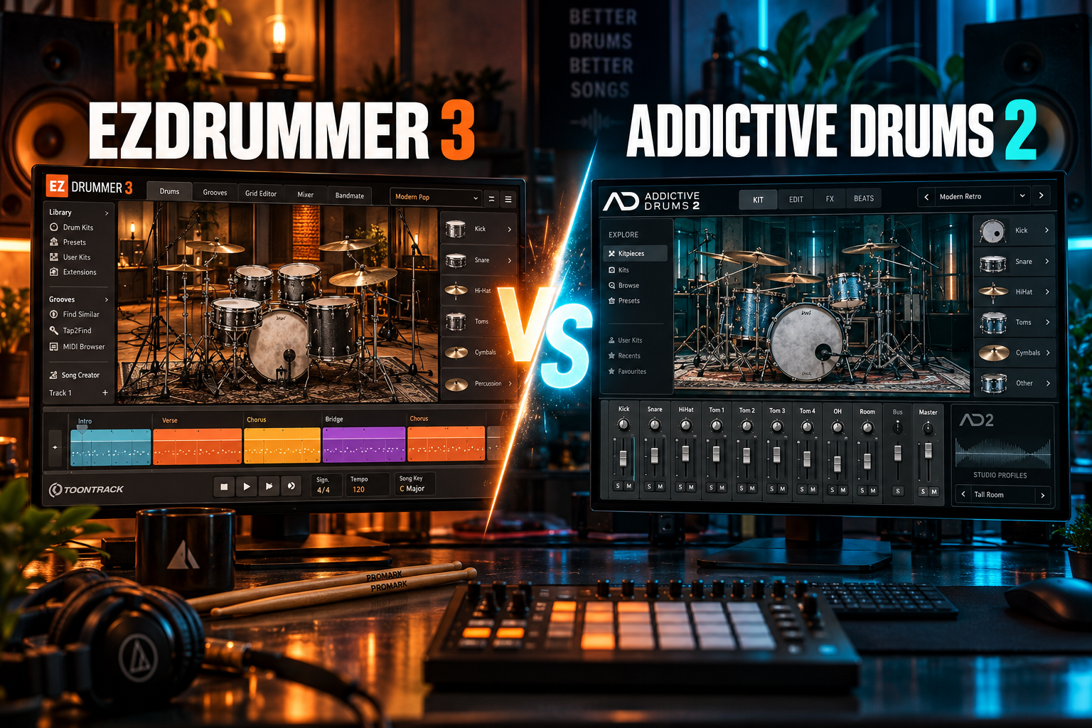 EZdrummer 3 vs Addictive Drums 2