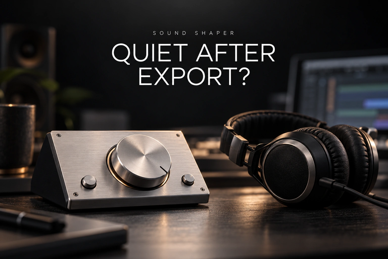 Quiet after export: studio monitor controller and headphones