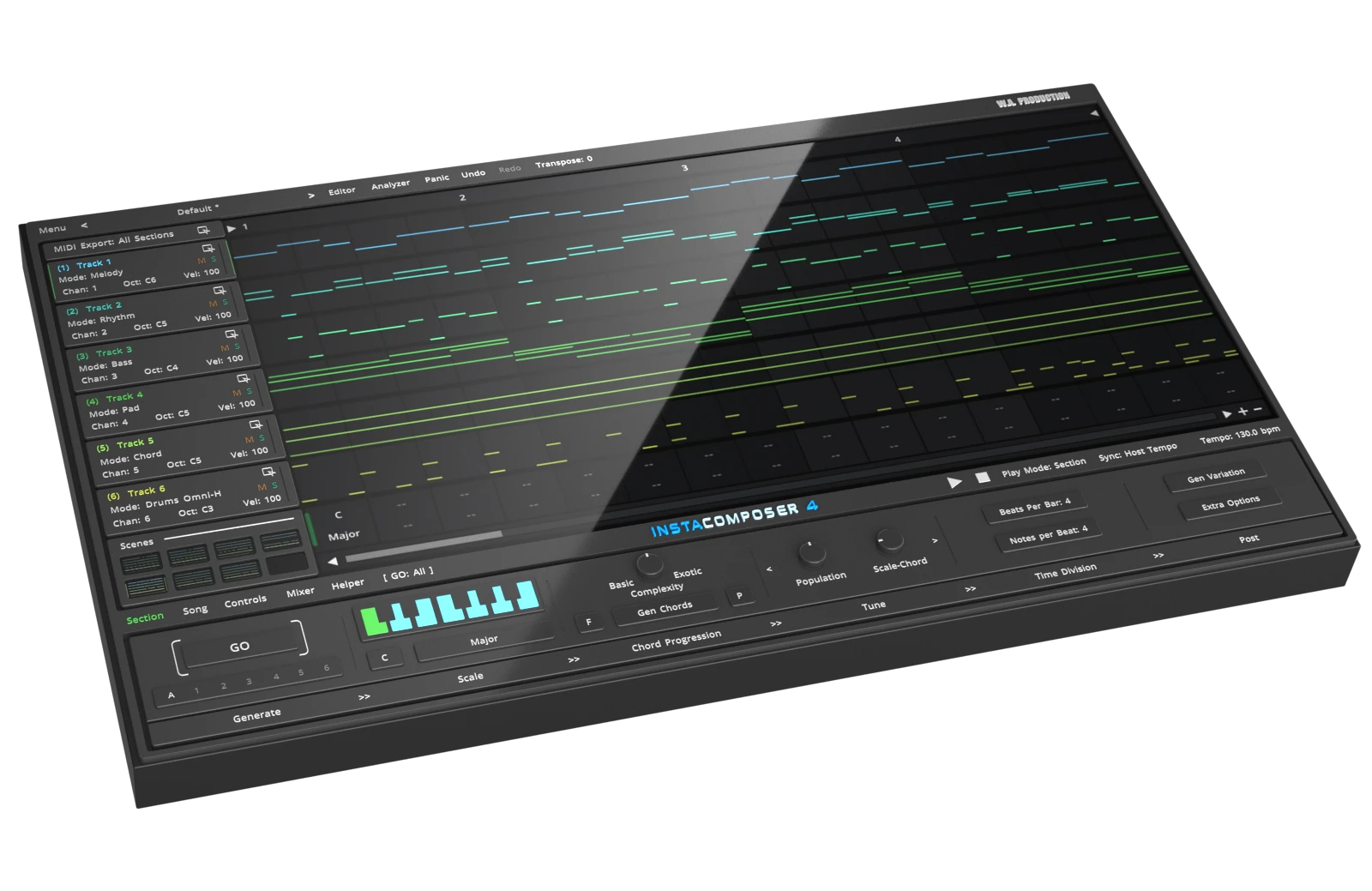 Official angled product image of the InstaComposer 4 MIDI composition interface