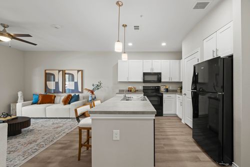 Kitchen with white cabinets