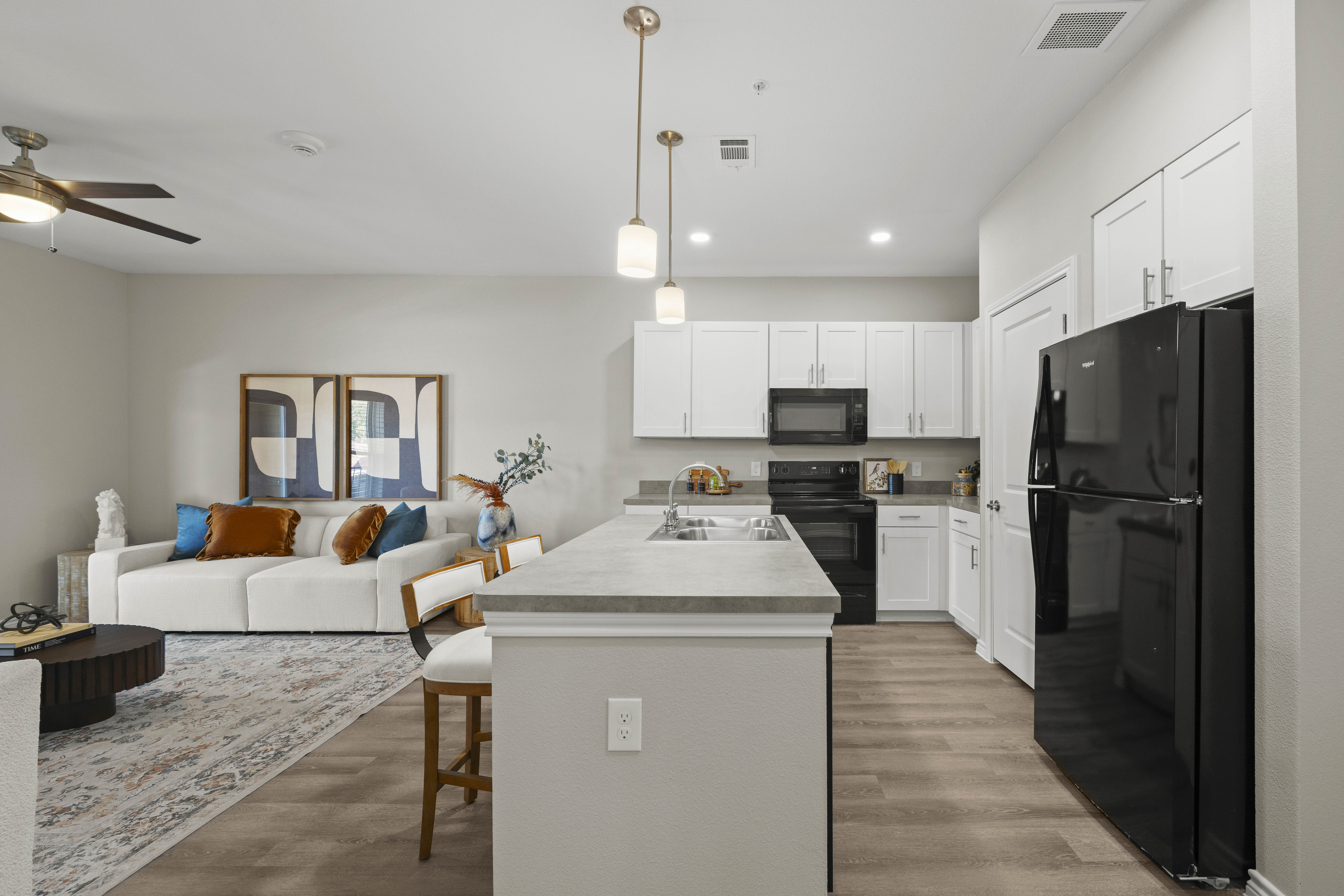 Kitchen with white cabinets