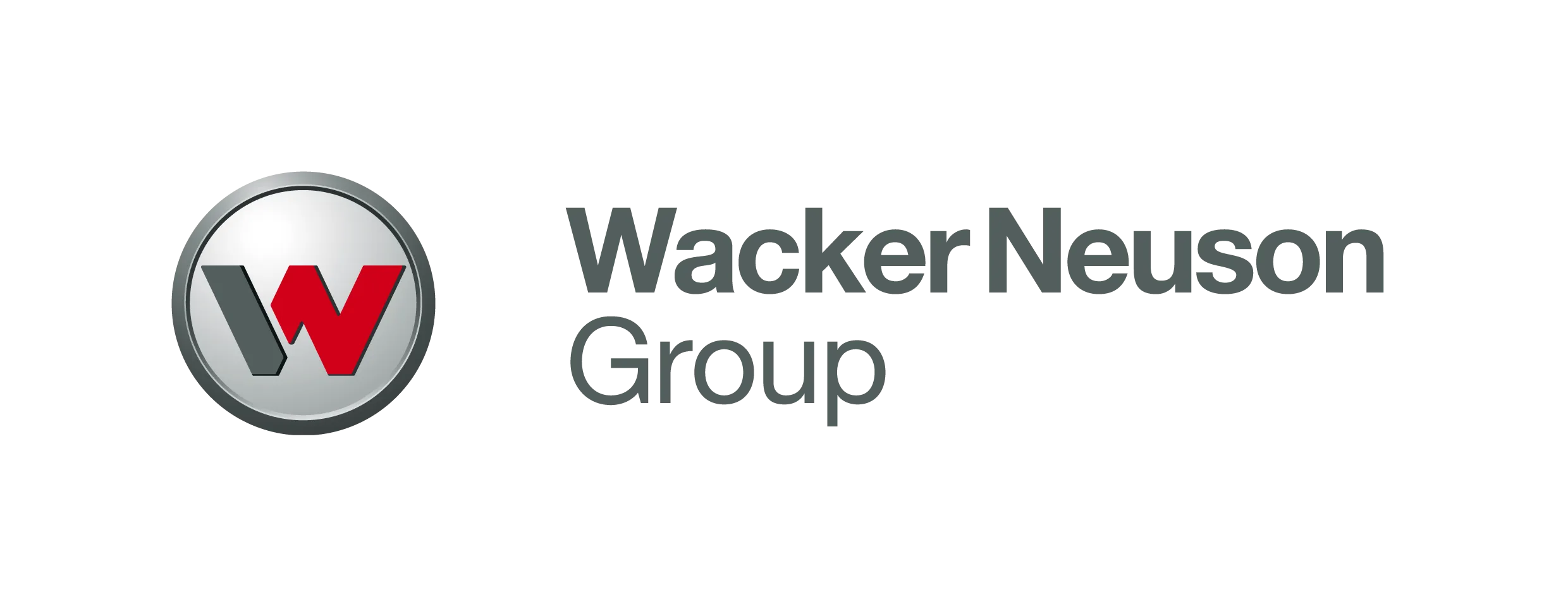 Logo der Wacker Neuson Group mit einem grauen und roten W im Kreis.