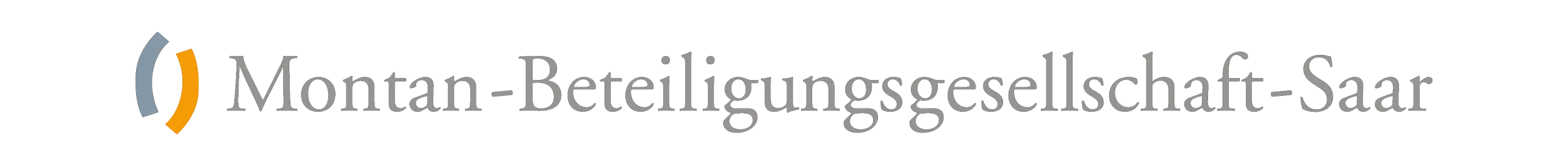 Logo der Montan-Beteiligungsgesellschaft Saar mit stilisierten Halbkreisen in Grau und Orange neben dem Firmennamen.