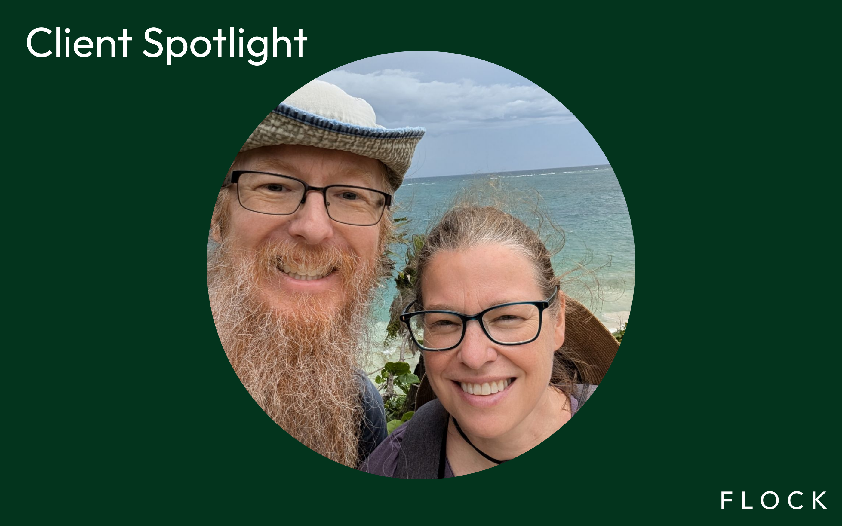 Client Spotlight portrait of a smiling couple on a beach