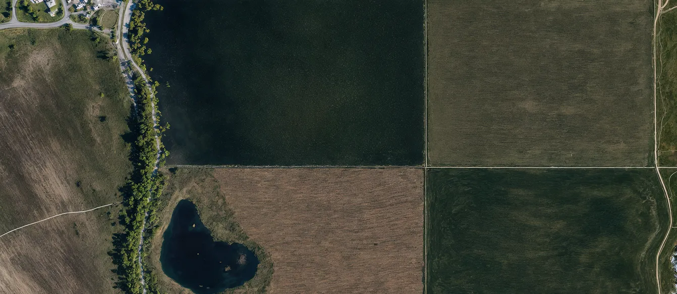 Arial view of a flooded field