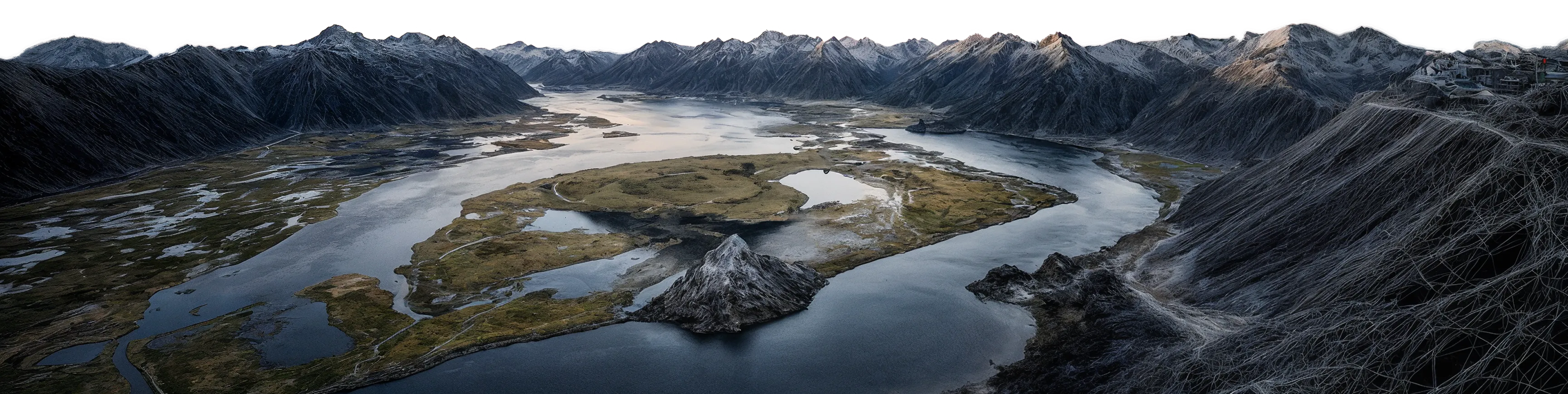 Arial view of a flooded field