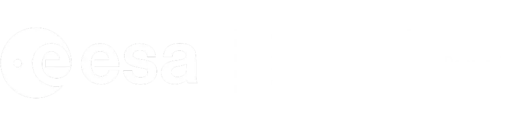 European Space Agency (ESA) logo with accompanying text and vertical bars on a black background.