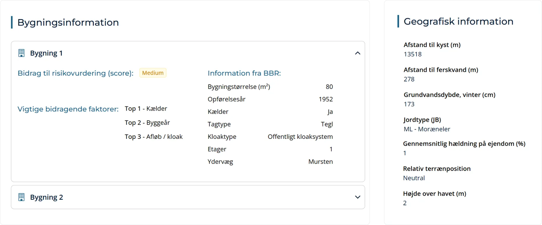 Building information dashboard displaying property details.