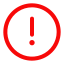 Icône rouge d'un point d'exclamation entouré d'un cercle indiquant une alerte ou un avertissement.