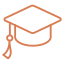 Icône d'un chapeau de diplômé orange.