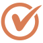 Icône d'une coche dans un cercle orange.