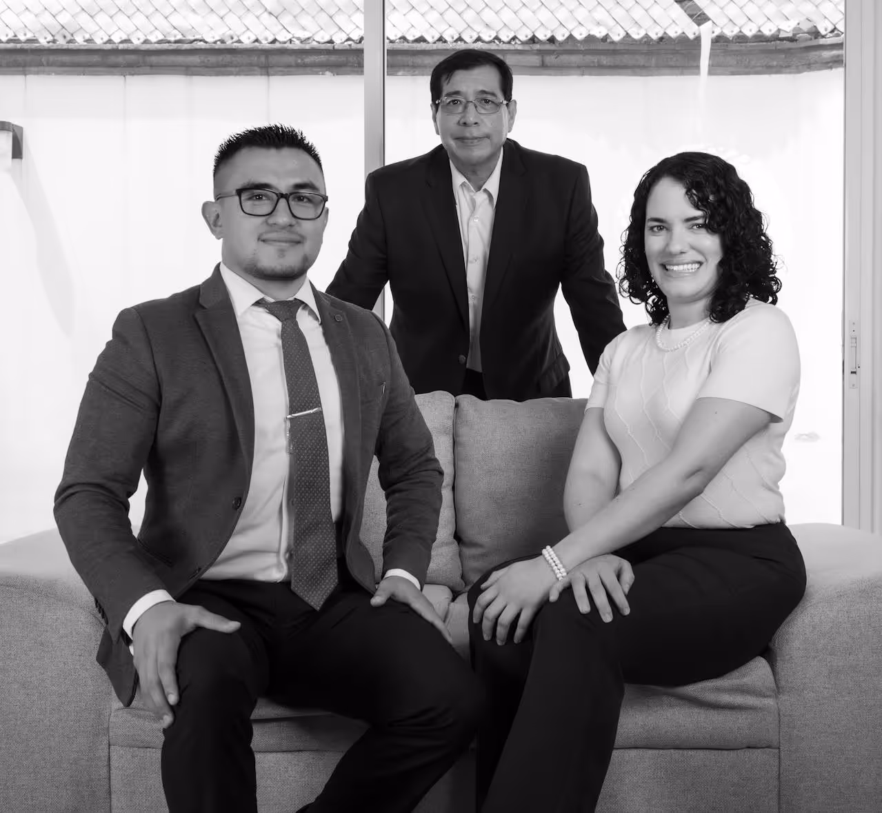 Image of the sales team in black and white.