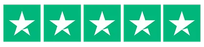 Cinq étoiles blanches sur fond vert représentant une note parfaite.