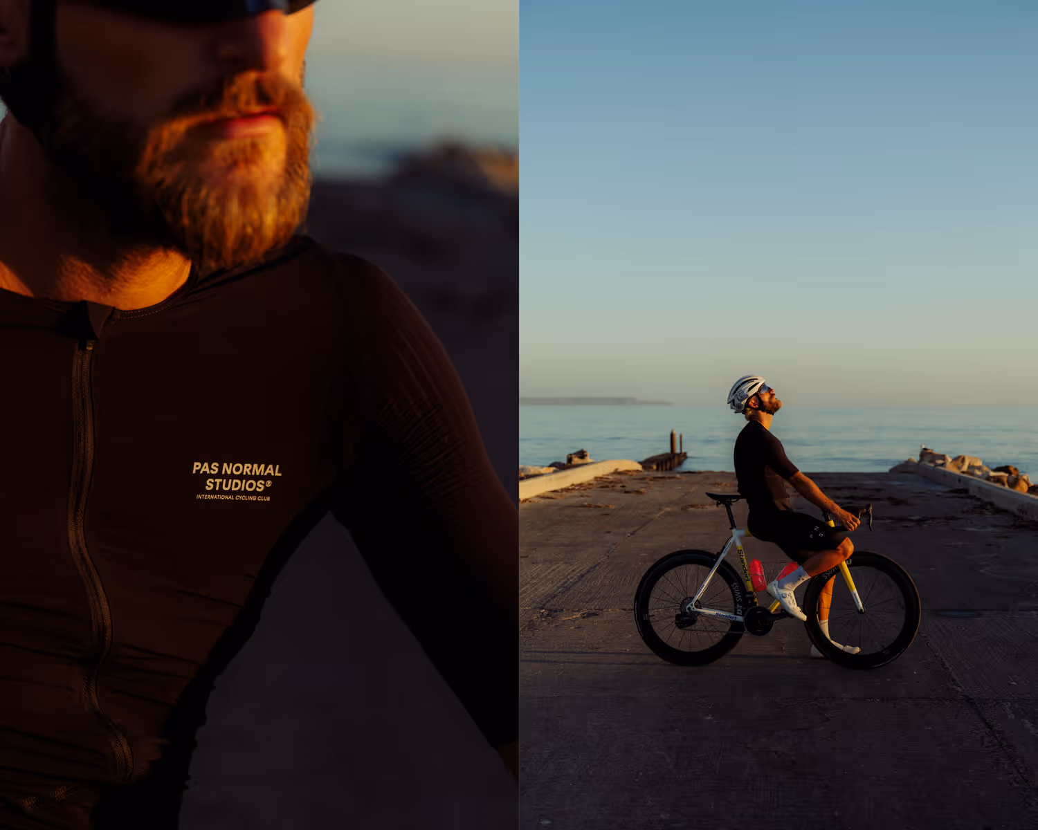 Man on bike by the sea 