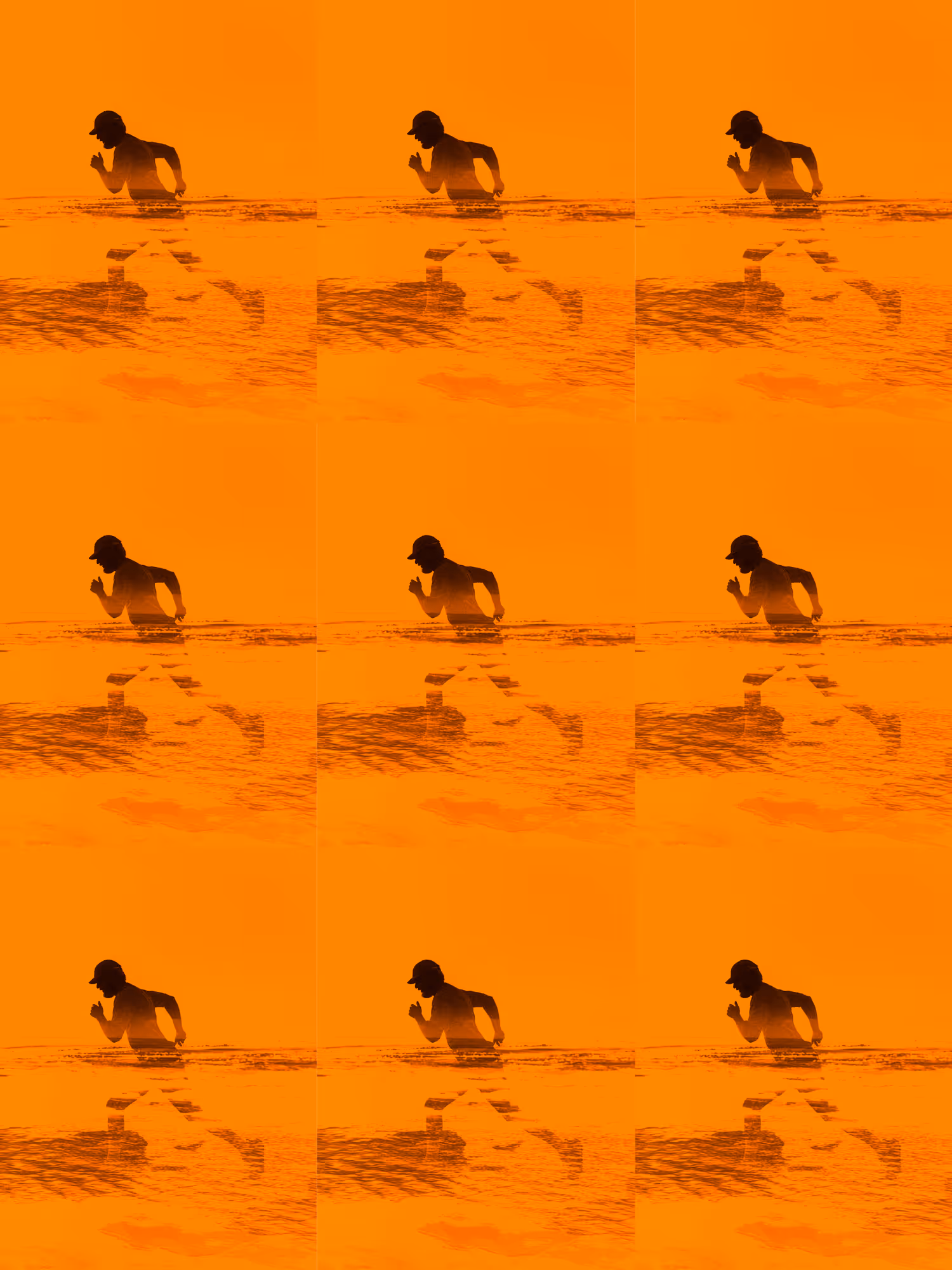 Grid multiple image filter of a man running 