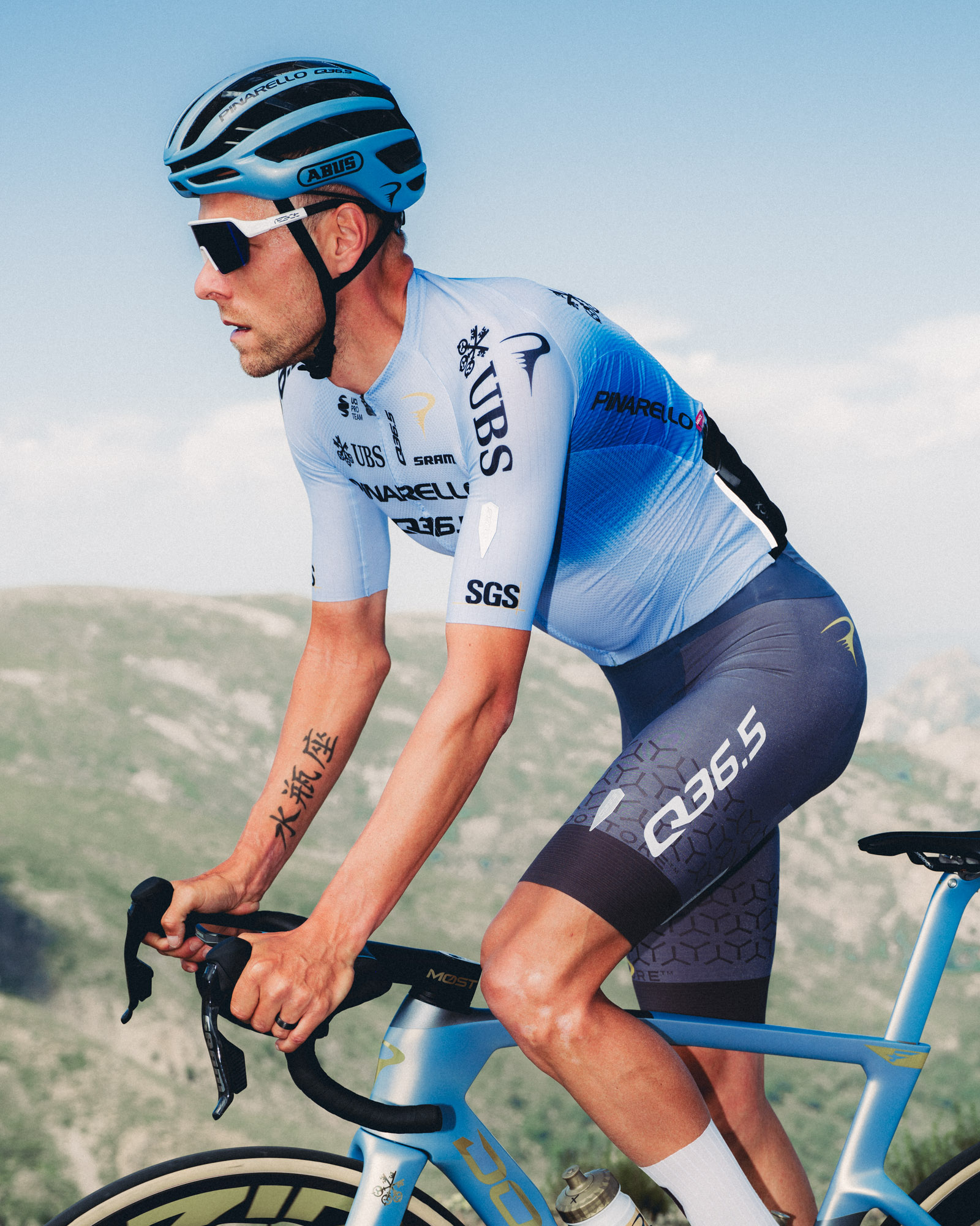 Portrait of man on bike outdoors