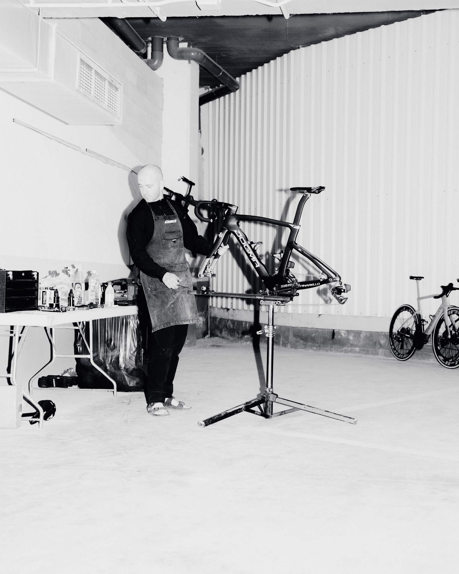 Man working on bike 