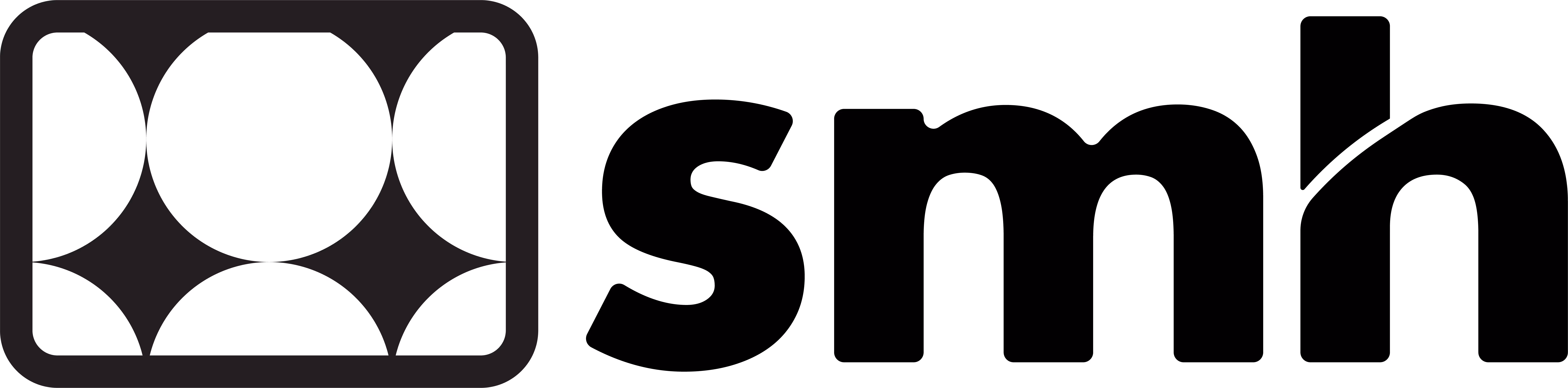 SMH brand logo with a stylized geometric design in a rounded square followed by bold lowercase letters 'smh'.