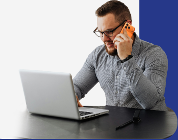 Landlord reviewing a report on a laptop