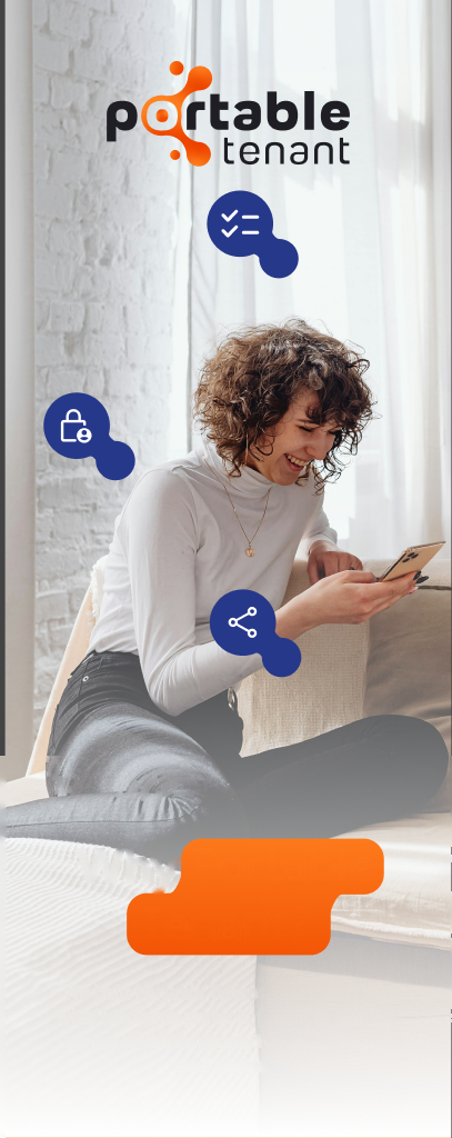 Portable Tenant screening report on a phone, with a renter reviewing it at home