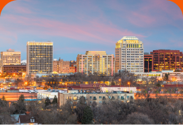 Denver skyline at dusk