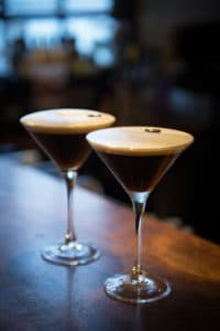 Two espresso martini cocktails at Sub 13