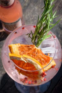 Rock rose summer gin and tonic cocktail at Sub 13