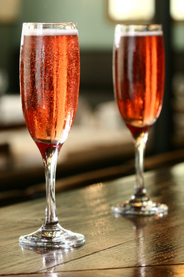 A pair of Kir Royale cocktails