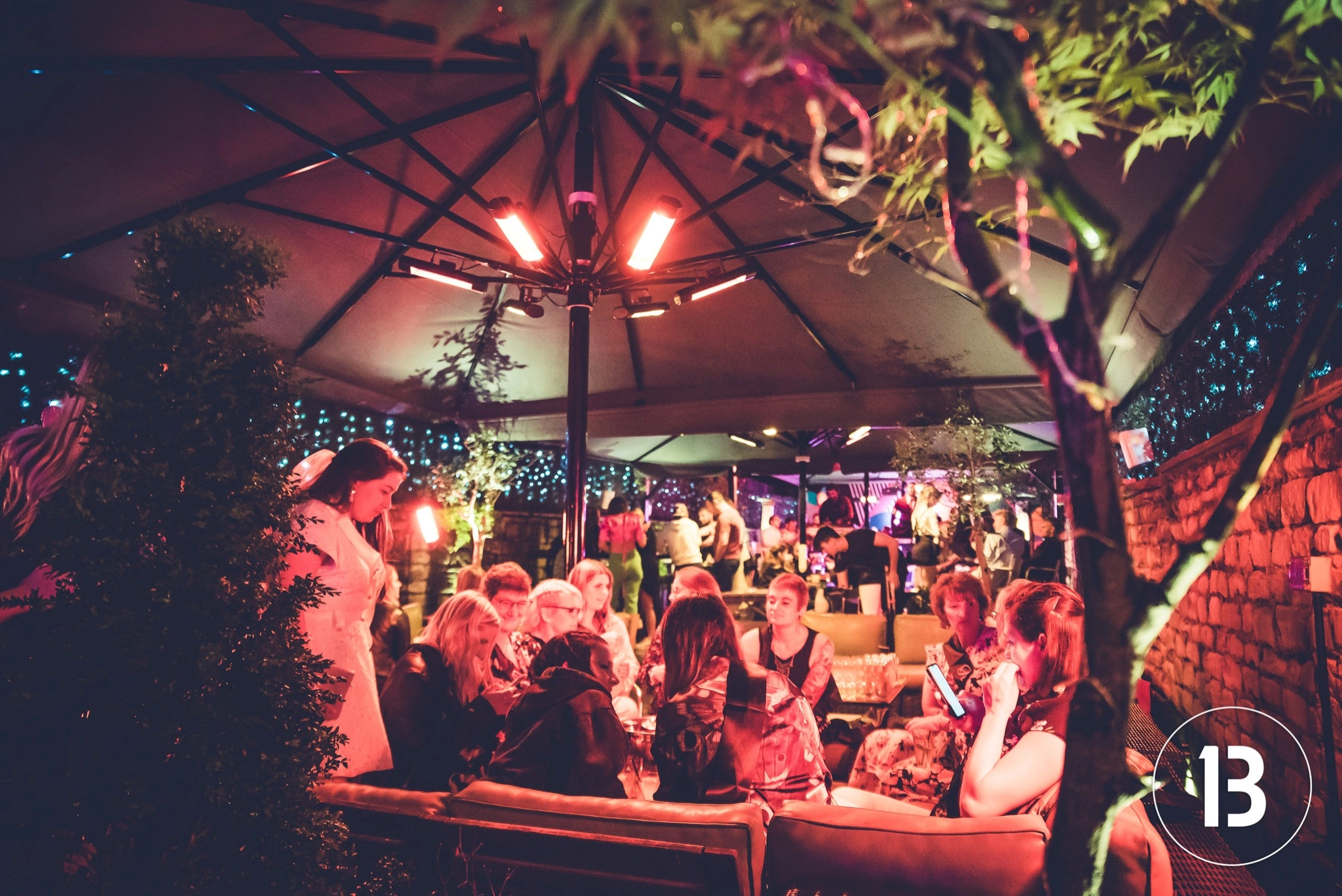 Heated outdoor cocktail terrace Bath evening scene