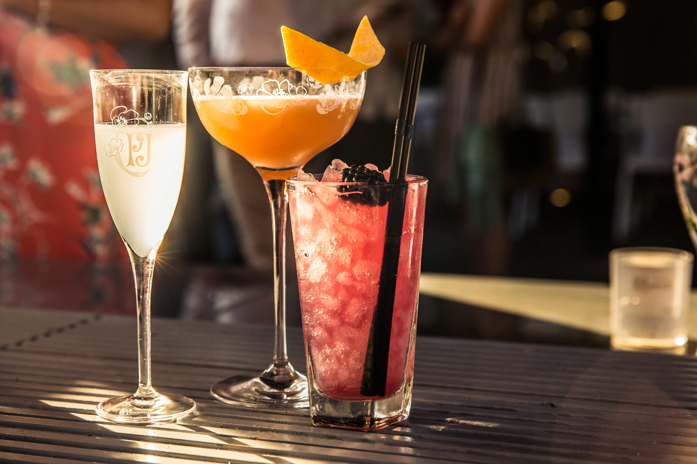 Cocktails on heated outdoor terrace Bath bar