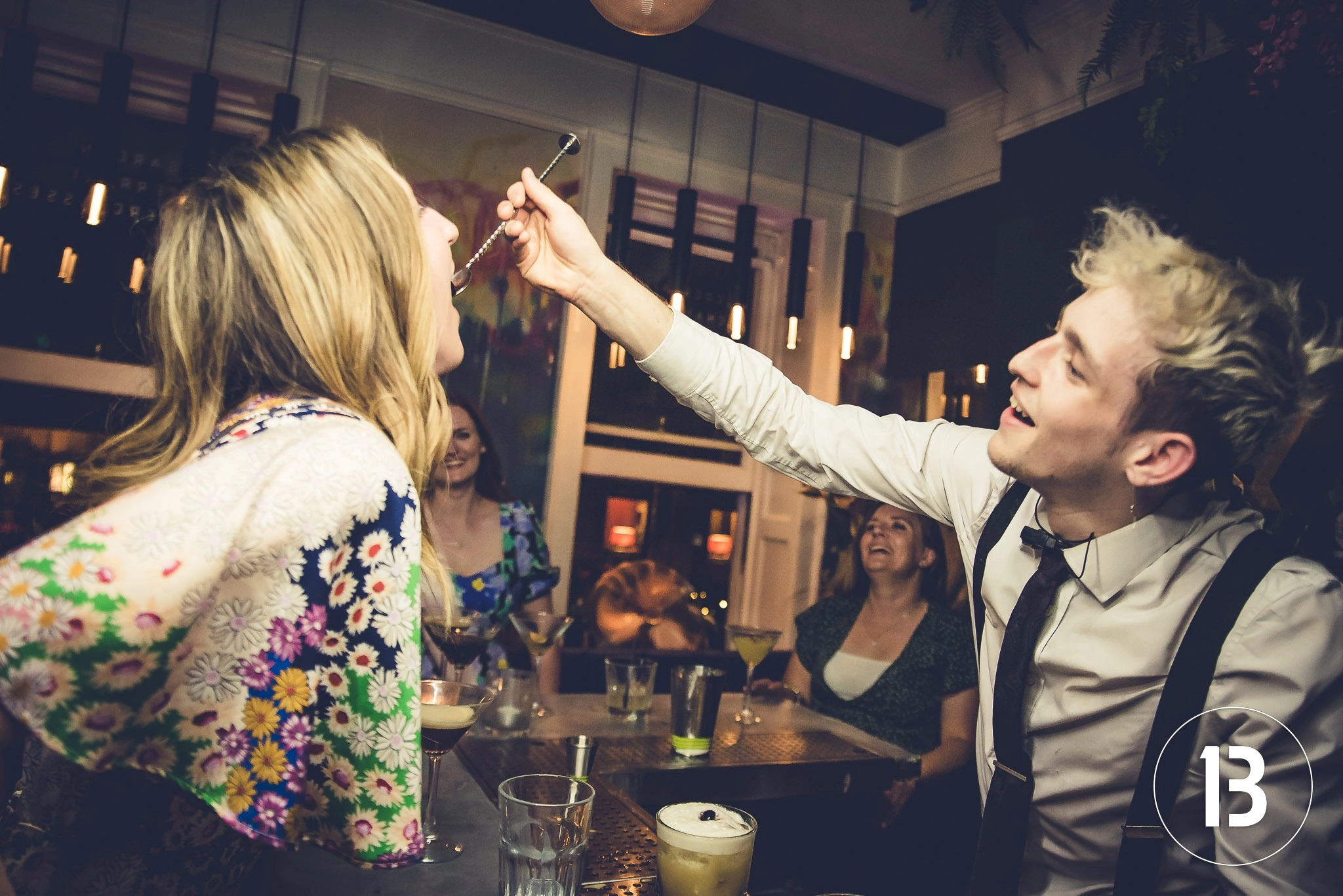 Hen party enjoying a cocktail making class in Bath