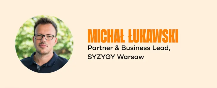 Portret Michała Łukawskiego, partnera i lidera biznesu w SYZYGY Warsaw.