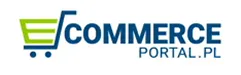 Logo Commerce Portal.pl z zielonym wózkiem zakupowym i niebieskim tekstem.