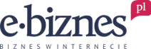 Logo e-biznes Polska z kolorowymi kropkami pod napisem.