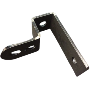 The image features a metal corner bracket, which is typically used in construction or woodworking for reinforcing corners. The bracket has holes to facilitate easy installation with screws or bolts. It is categorized under metalware and can be associated with various projects requiring secure joining of materials.