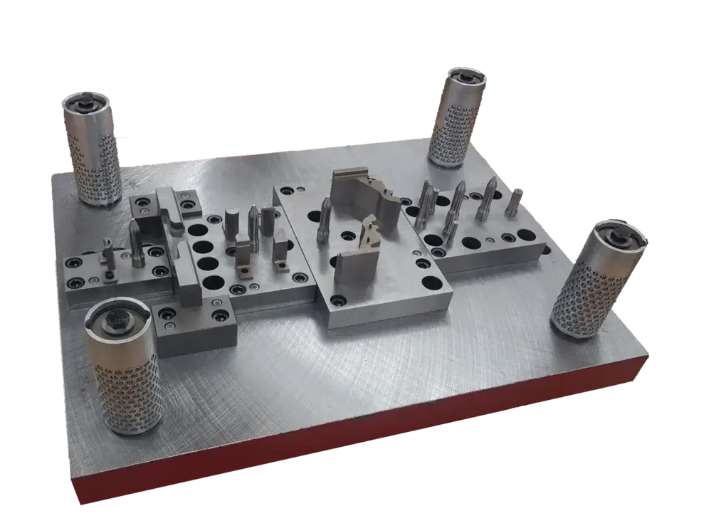 The image features a metal piece of equipment identified as a lever. It is located indoors and showcases a design element that emphasizes its functionality.