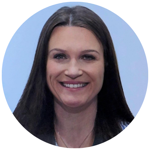 portrait of woman behind blue background